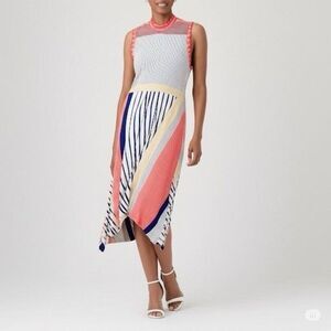 Maeve Striped Mock Neck Jersey Midi Dress XS Multicolor A-Line Anthropologie